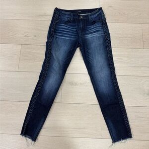 Aqua Braided Dark Wash Skinny Jeans